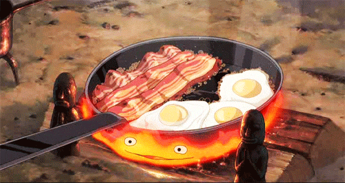 calcifer with bacon