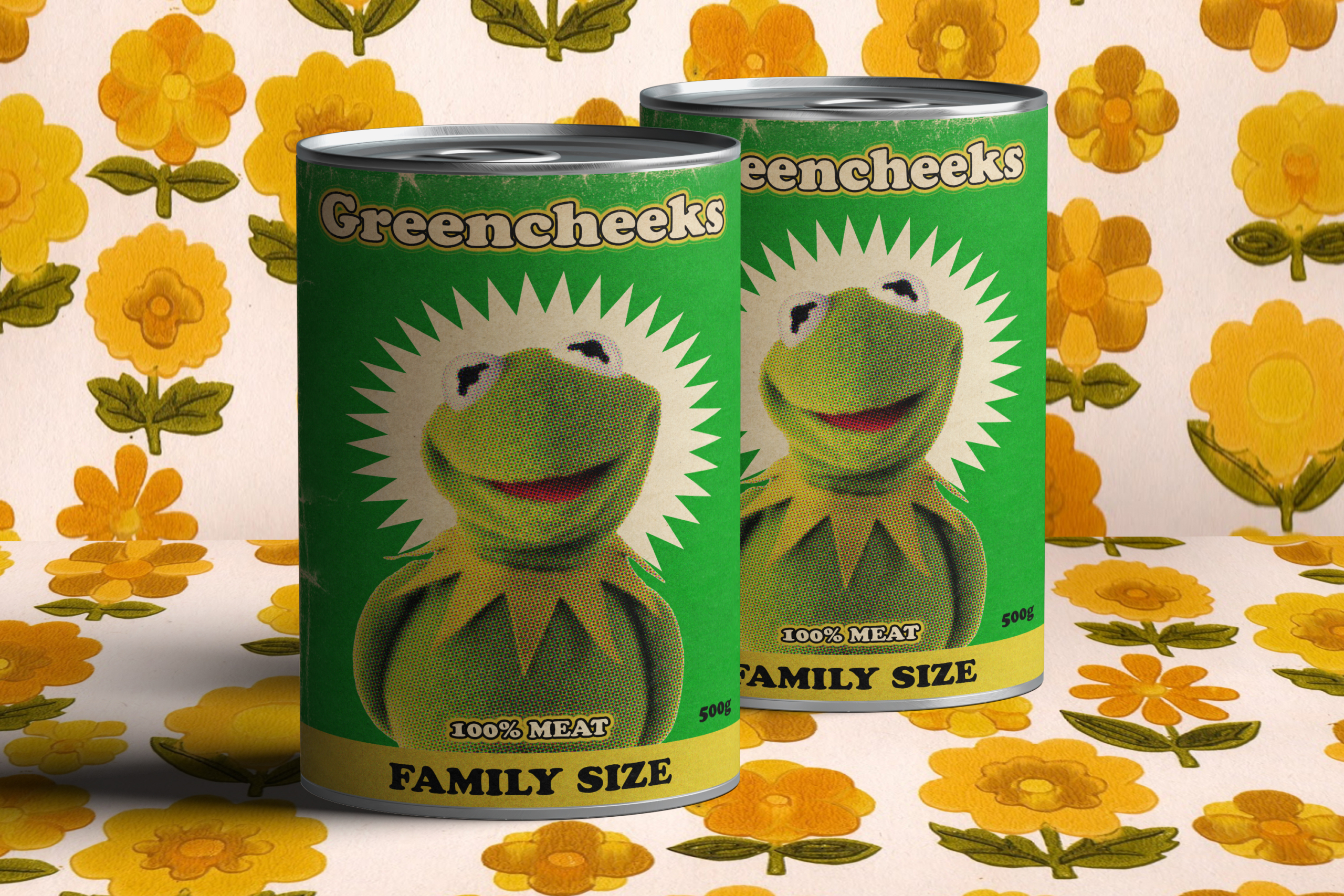 greencheeks- cans of Kermit meat