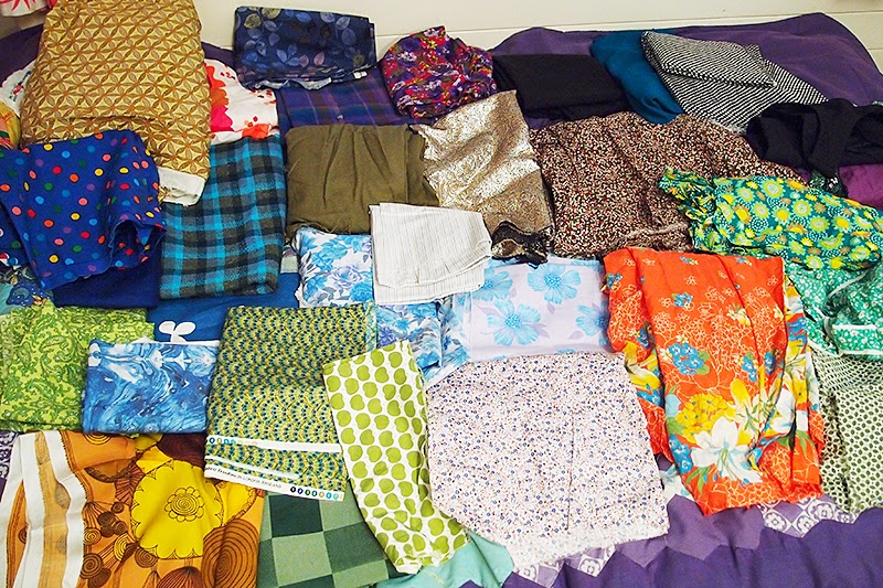 pile of sewing fabric