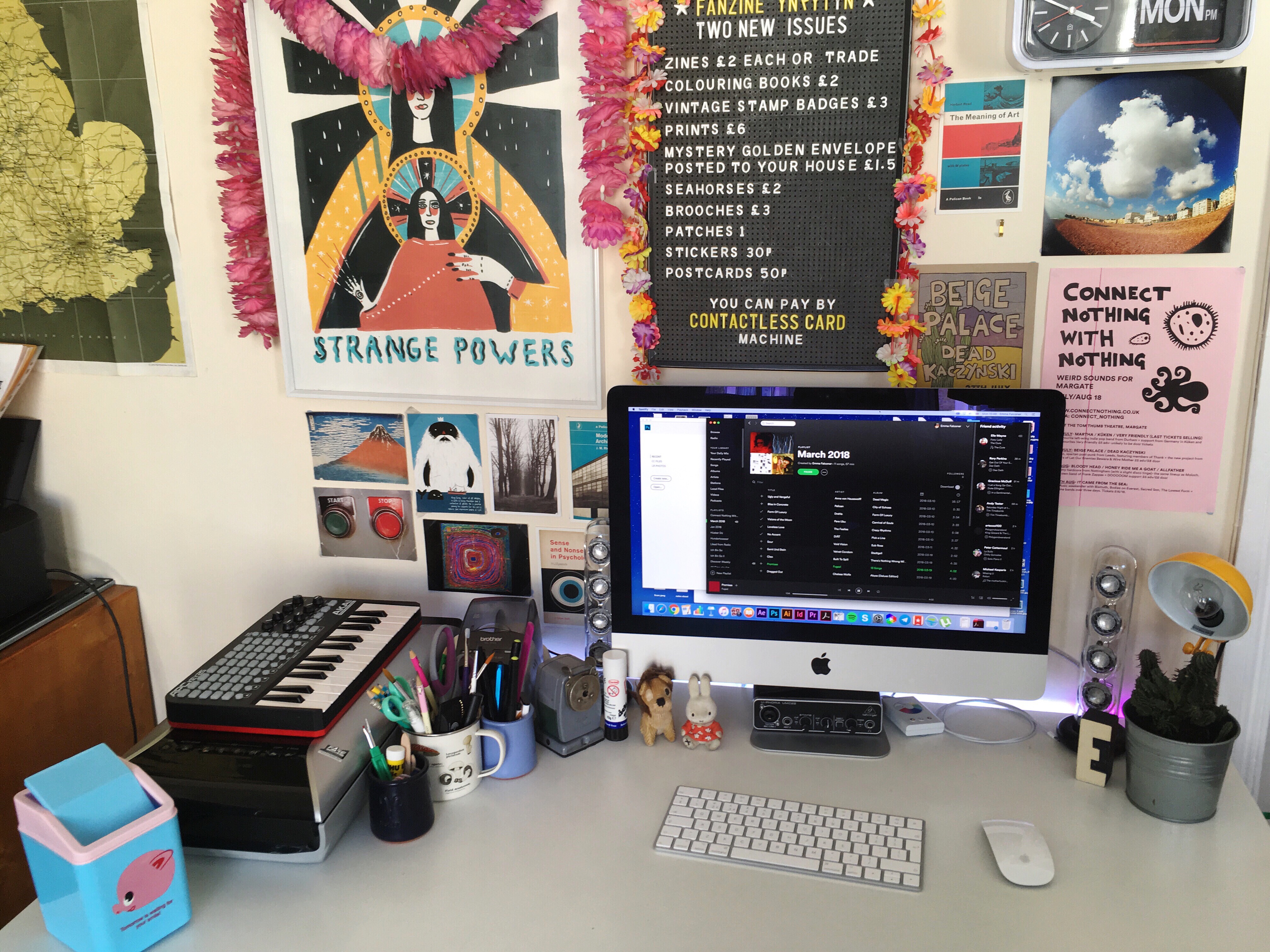 Desk with imac and music equipment