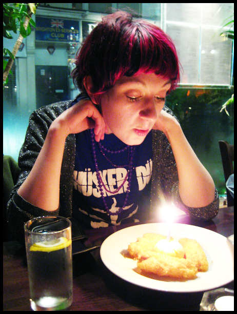 me blowing out a candle