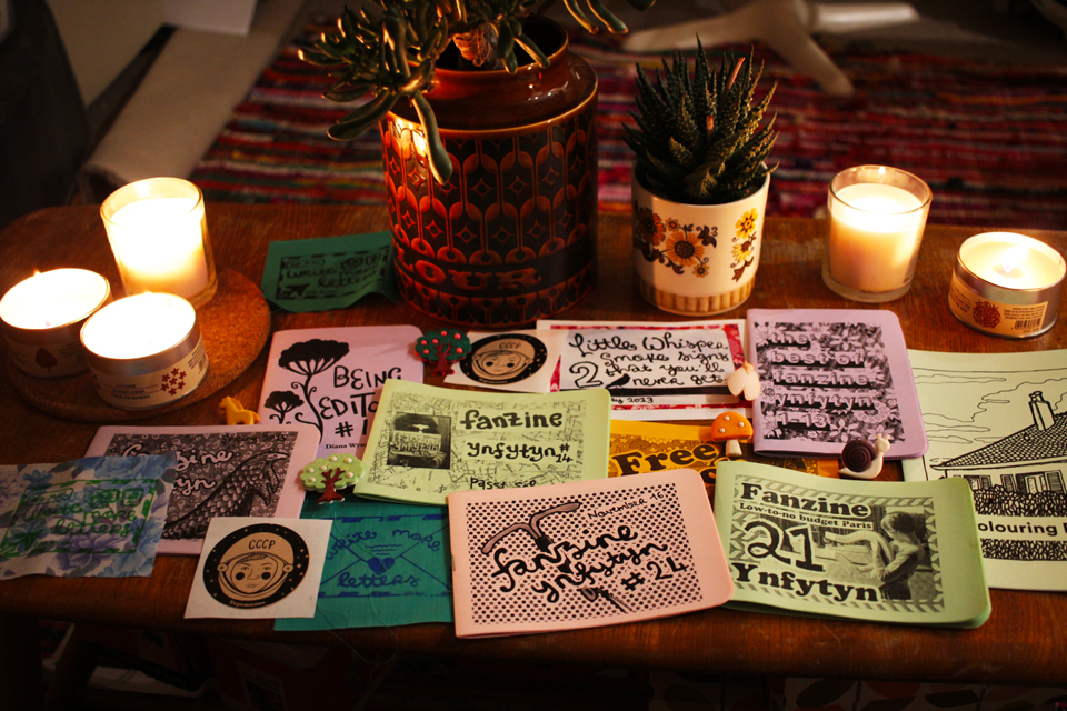 zines on table