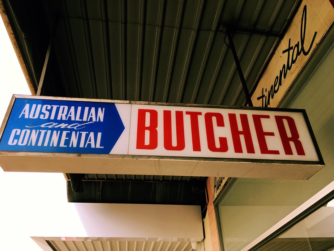 australian continental butcher vintage sign