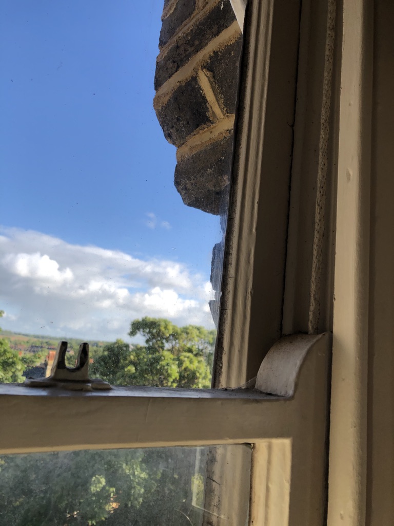 sash window frame in poor repair